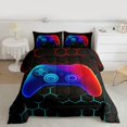 thumbnail image 2 of Homewish Abstract Gradient Gamer Bedding Comforter Set 2pcs for Teens Boys Girls,Video Game Twin Comforter Sets Microfiber,Geometric Honeycomb Hexagon Breathable Bedding Set,Breathable Home Decor, 2 of 8