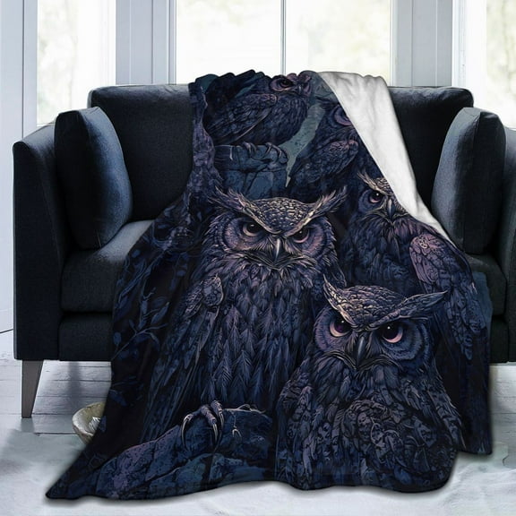 Gothic Owl Throw Blanket Ultra Soft Cozy Decorative Flannel Blankets for Home Bed Couch Chair Travel 50x40