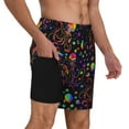 thumbnail image 3 of Haiem Rainbow Jellyfishes Mens Swim Trunks with Compression Liner 2 in 1 Swimming Shorts Stretch Swimwear Quick Dry,Board Shorts-3X-Large, 3 of 9