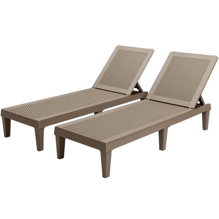 Devoko Set of 2 Outdoor Chaise lounge Chairs Rattan Style Multi