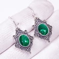 thumbnail image 3 of Malachite Gemstone 925 sterling Silver Earring, Length 1.50", Gift For Her, Silver Handmade Jewelry, Malachite Earring, Green Earring, Oval Earring, G, 3 of 4