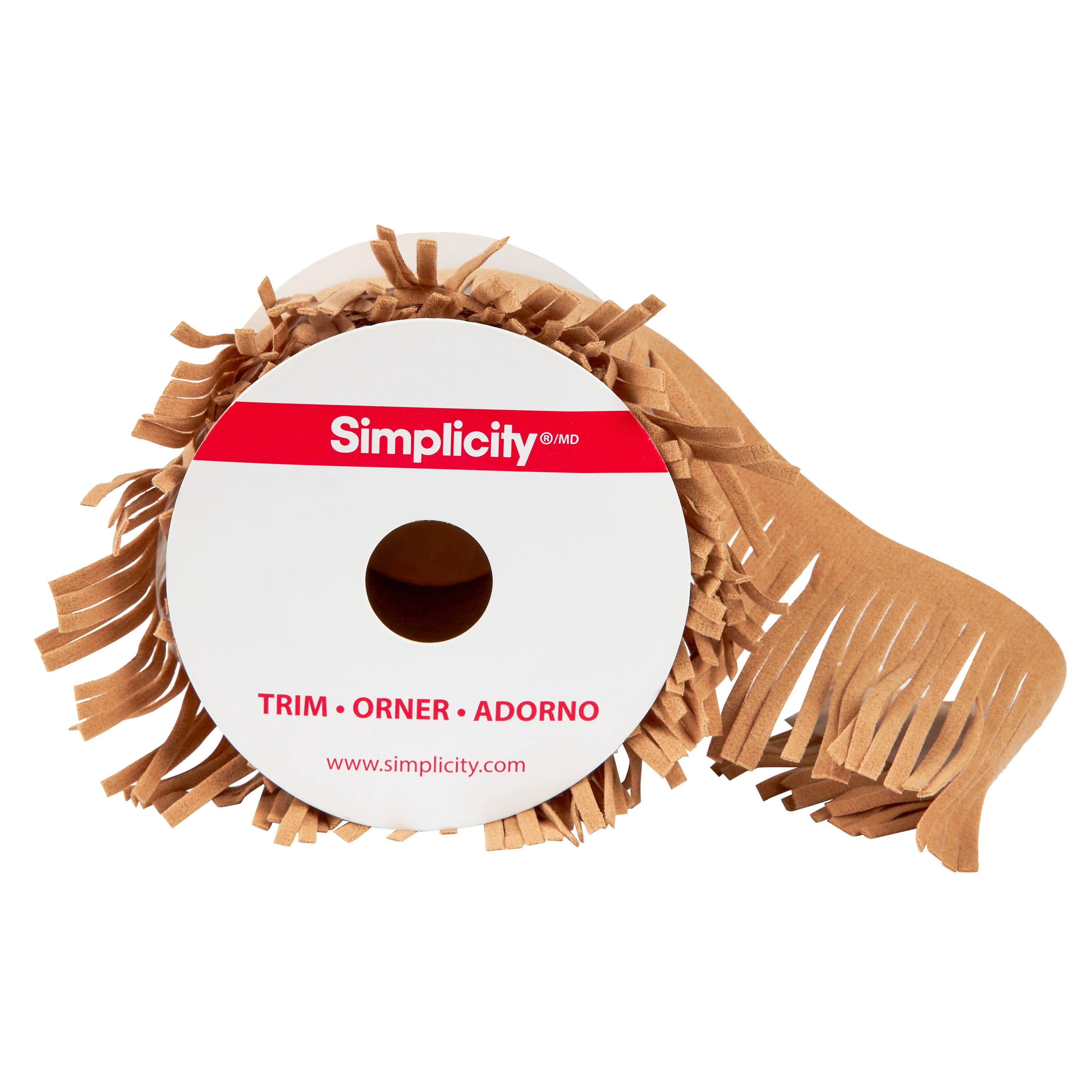 Simplicity Trim, Brown 2 inch Faux Suede Fringe Trim Great for Apparel, Home Decorating, and Crafts, 2 Yards, 1 Each
