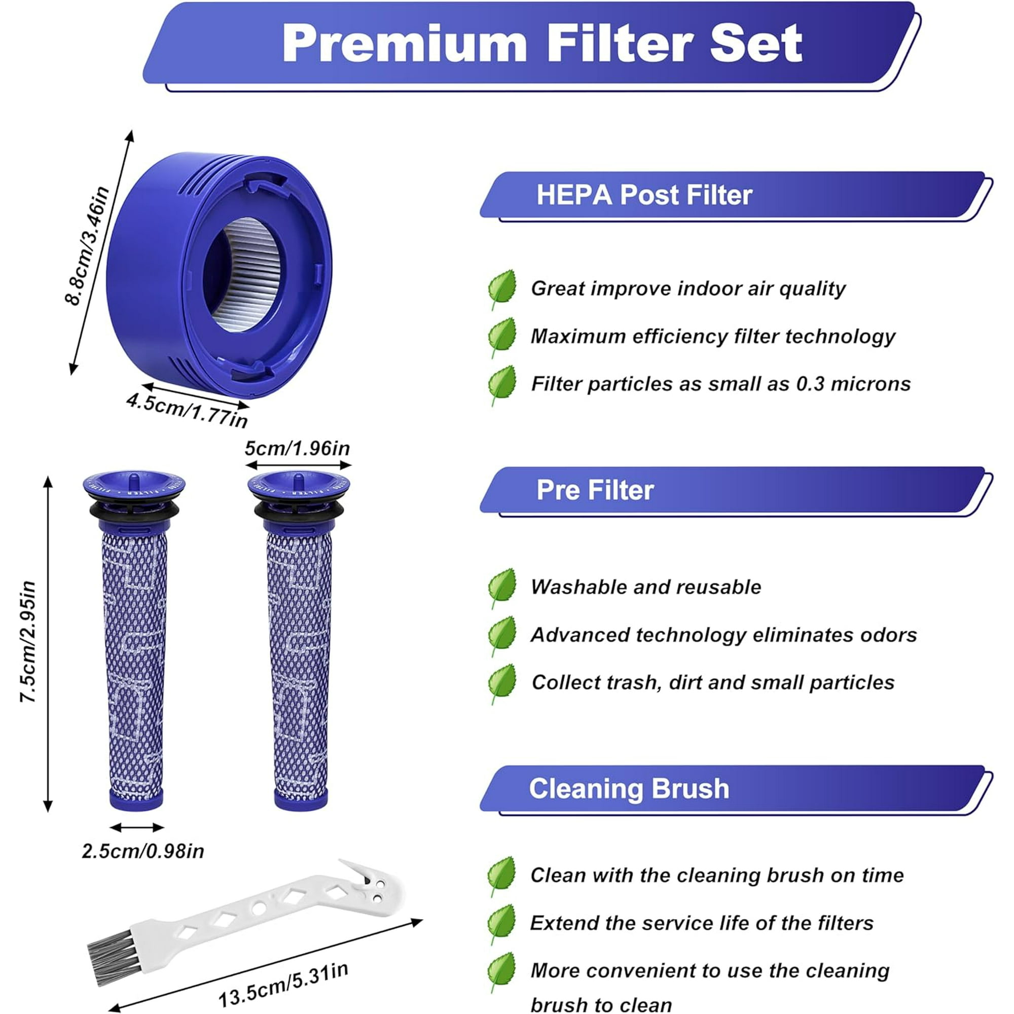 6 Pack Vacuum Filter Replacement Kit For V7, V8 Animal And V8 Absolute Cordless