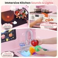 thumbnail image 3 of Yexmas Kids Play Kitchen,Wooden Pretend Kitchen Play Set for Toddlers with Chalkboard,Stove&Cookware Accessories,Toddler Toy Kitchen Gift for Boys Girls, Pink, 3 of 7