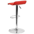 thumbnail image 3 of Contemporary Red Vinyl Adjustable Height Barstool with Quilted Wave Seat and Chrome Base, 3 of 5
