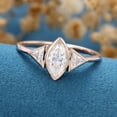 thumbnail image 4 of SOLITAIRE JEWELS 0.90CT Marquise and Trillion Shaped Moissanite Bezel 3 Stones Engagement Ring for Women Solid 14k Rose Gold, 14k Rose Gold Solitaire Ring, 4 of 5