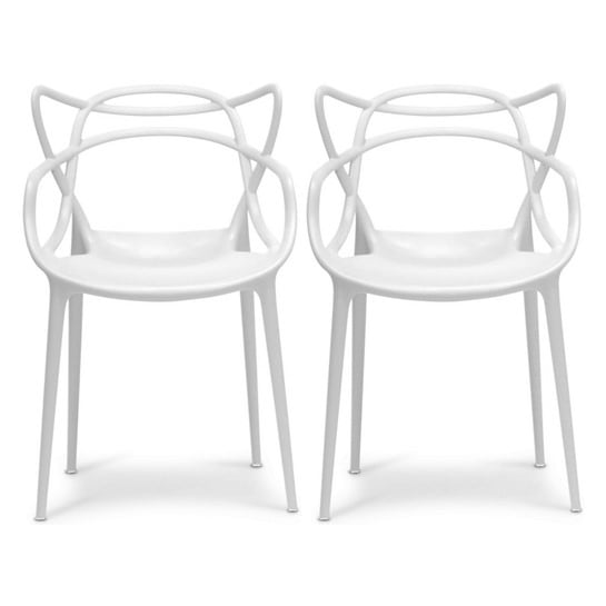 2xhome Set Of 2 White Stackable, Patio Plastic Chairs Stackable