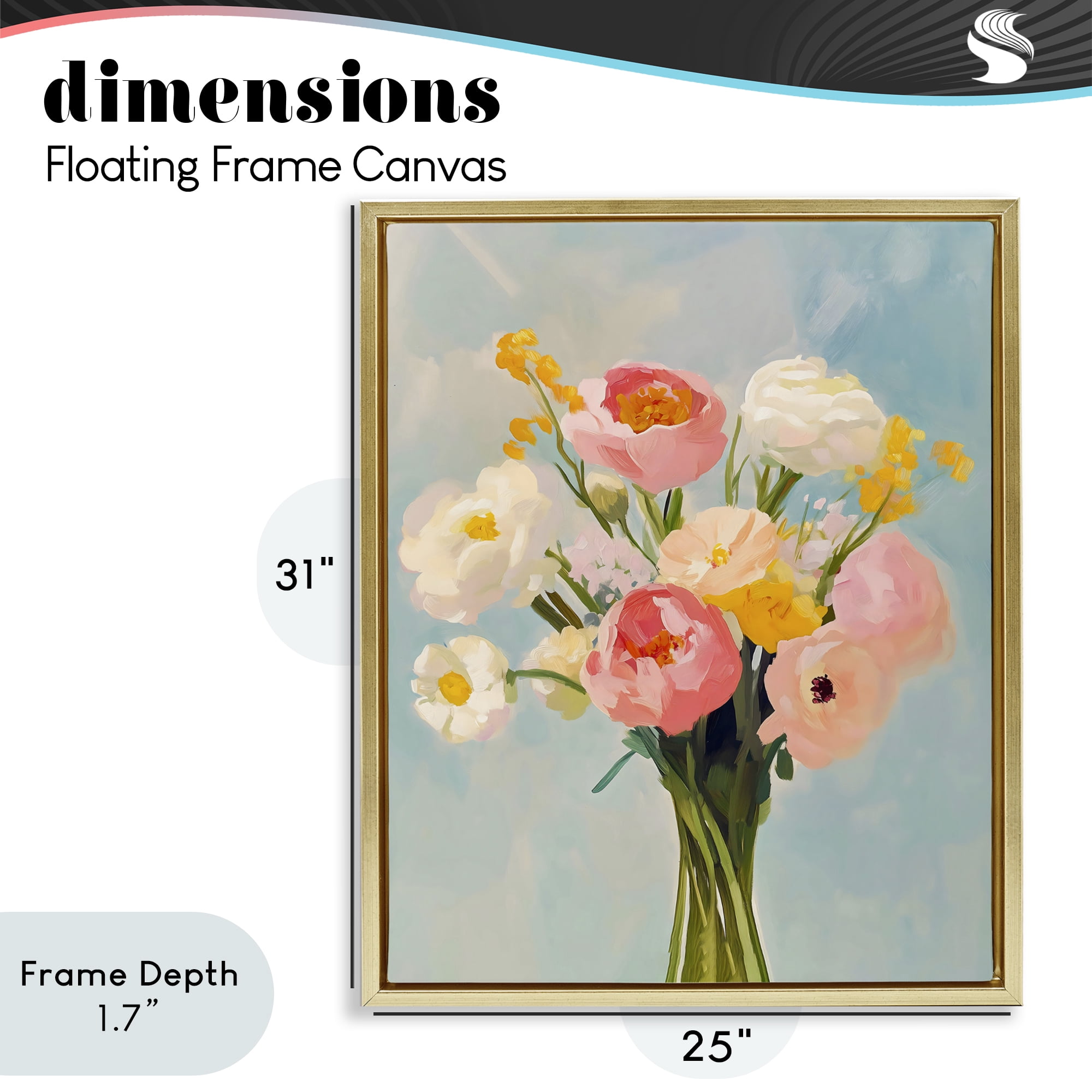 Stupell Industries Eclectic Floral Bouquet Gold Framed Floater Canvas Wall Art, design by The Prints Vibe