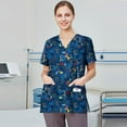 thumbnail image 4 of Garbnen Heart Print Workwear Scrubs Women Plus Size Stretch V Neck Short Sleeve Womens Tshirts Xmas Valentine's Day Holiday Prints Nurse Working Uniforms, 4 of 6