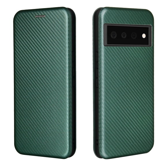 Cover for Google Pixel 7 Pro Wallet Case, [Carbon Fiber Pattern] Full Body Protective Hard Flip Magnetic Closure Case Cover with Card Holder for Google Pixel 7 Pro, Green