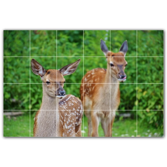 Picture-Tiles.com: Deer Ceramic Tile Wall Mural WAL500464-64L. 48"W x 32"H using (24) 8" x 8" Ceramic Tiles-Satin Finish
