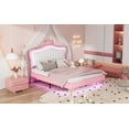 thumbnail image 5 of Yoneston Full Size Upholstered Bed Frame with LED Crown Headboard, Modern Princess Platform Bed for Bedroom Furniture,Pink, 5 of 7