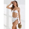 thumbnail image 4 of DARING DIVA Women's O Ring Bandeau Ribbed Bikini Set X-Small White, 4 of 6