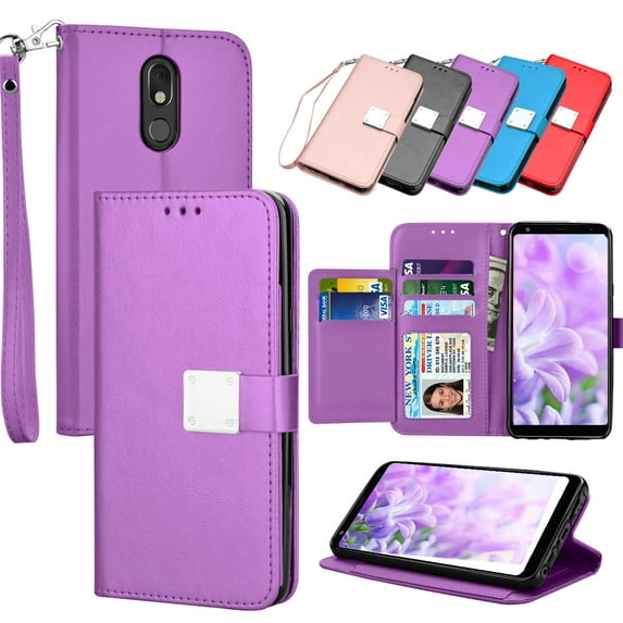 LG Stylo 5 Case, LG Stylo 5X / Stylo 5V Wallet Case,Takfox LG Stylo 5+ Leather Case ID Cash Credit Card Slots Holder Purse Flip Cover Hard Phone Cases Kickstand Magnetic Closure & Lanyard -Purple