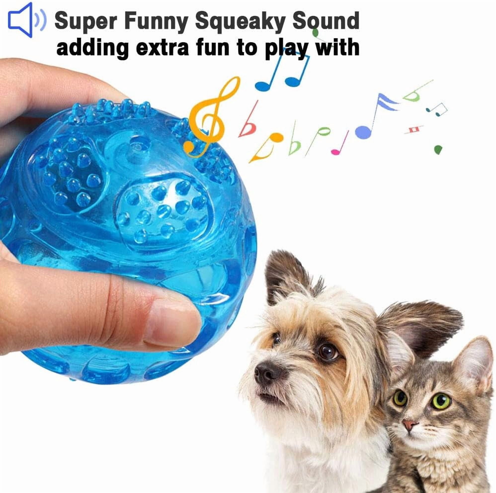 Dog Squeaky Ball, Pet Squeak Chew Bouncy Rubber Toy Balls for Small Large Dogs Indestructible Exercise Training Playing