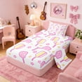 thumbnail image 2 of Erosebridal Pink Flower Pickleball Twin Sheet Sets, Cute Sport Bedding for Girls and Boys, 3pcs, 1 Flat Sheet, 1 Fitted Sheet and 1 Pillowcase, 2 of 6