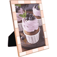 thumbnail image 4 of Concepts 4x6 Picture Frame Pink & White Checkered Enamel Frames with Silver Border – Retro Metal Photo Frames, HD Clear Glass, Tabletop or Wall Display (pack of 6), 4 of 10