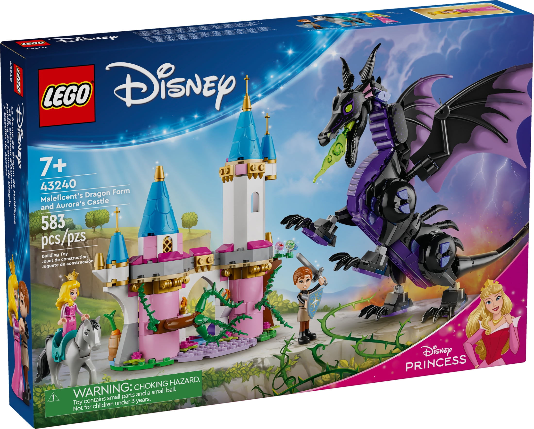 LEGO Maleficent’s Dragon Form and Aurora's Castle Building Set for Kids, 43240