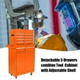 thumbnail image 3 of Tool Storage Cabinet Rolling Tool Chest, 5-Drawer Tool Box Organizer w/Lockable Wheels & Sliding Drawers & Detachable Top & Adjustable Shelf, Tool Storage Cabinet for Garage Workshop(ORANGE),Tool Cab, 3 of 18