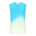 thumbnail image 3 of cocolona Mens Loose Tank Tops Summer Sleeveless Crew Neck Gym Workout Muscle T-shirts Vacation Beach Gradient Print Tees, 3 of 5