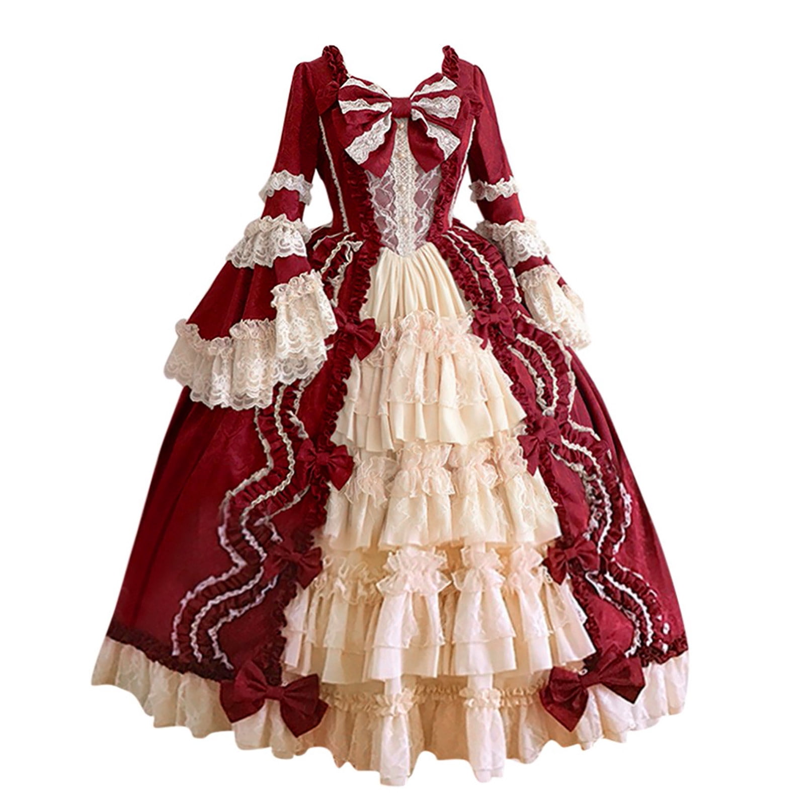 red and white victorian dress Prom Dress