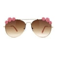 thumbnail image 2 of Girls Kids Size Daisy Jewel Tear Drop Officer Style Metal Rim Sunglasses Gold Pink / Brown, 2 of 4