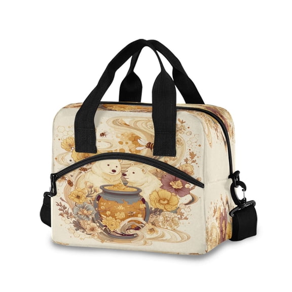 Insulated Crossbody Lunch Bag 10L Lunch Tote with Adjustable Shoulder Strap for Work Office Picnic Bears Are Eating Honey