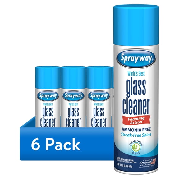 (6 pack) Sprayway Glass Cleaner Aerosol 19 oz, Ammonia-Free, Streak-Free Shine