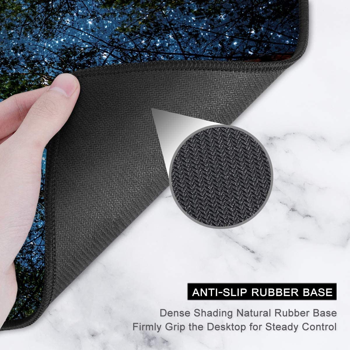 Large Mouse Pad, XXL Gaming Mousepad, Desk Mat for Desktop, Thick Rubber, Big & Long Size, Stitched Edges, Full Desk Pad for Laptop & Computer, Extended 35.4 x 15.7 in, Silent Night Sky