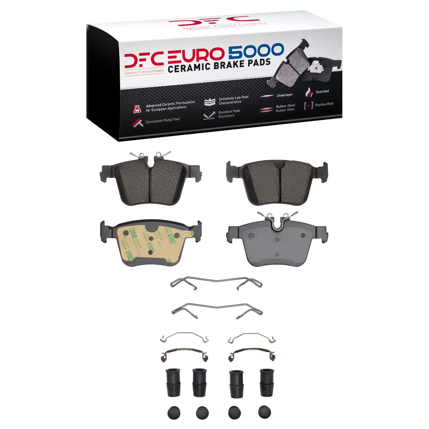 Dynamic Friction Company 1600-2409-01 DFC EURO 5000 Ceramic Brake Pads and Hardware Kit