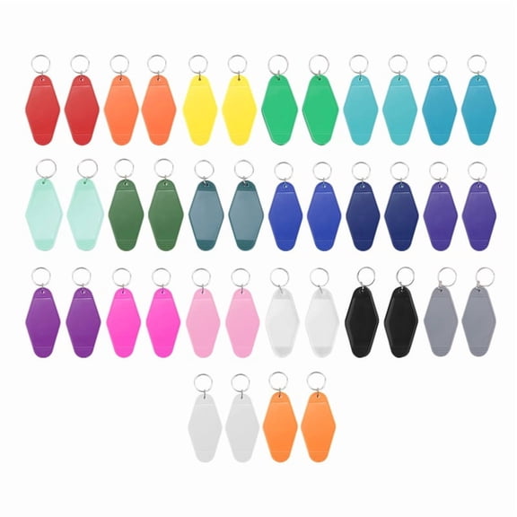 40Pcs Vintage Motel Keychains 20 Colors Hotel Keychains Blank Heat Transfer Ornament for Sublimation Vinyl DIY Making