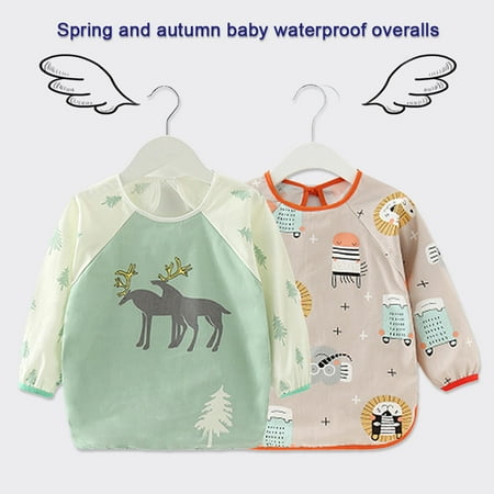 

Baiwo Infant Eating Children Drawing Long Sleeve Waterproof Cartoon Baby Bib Apron