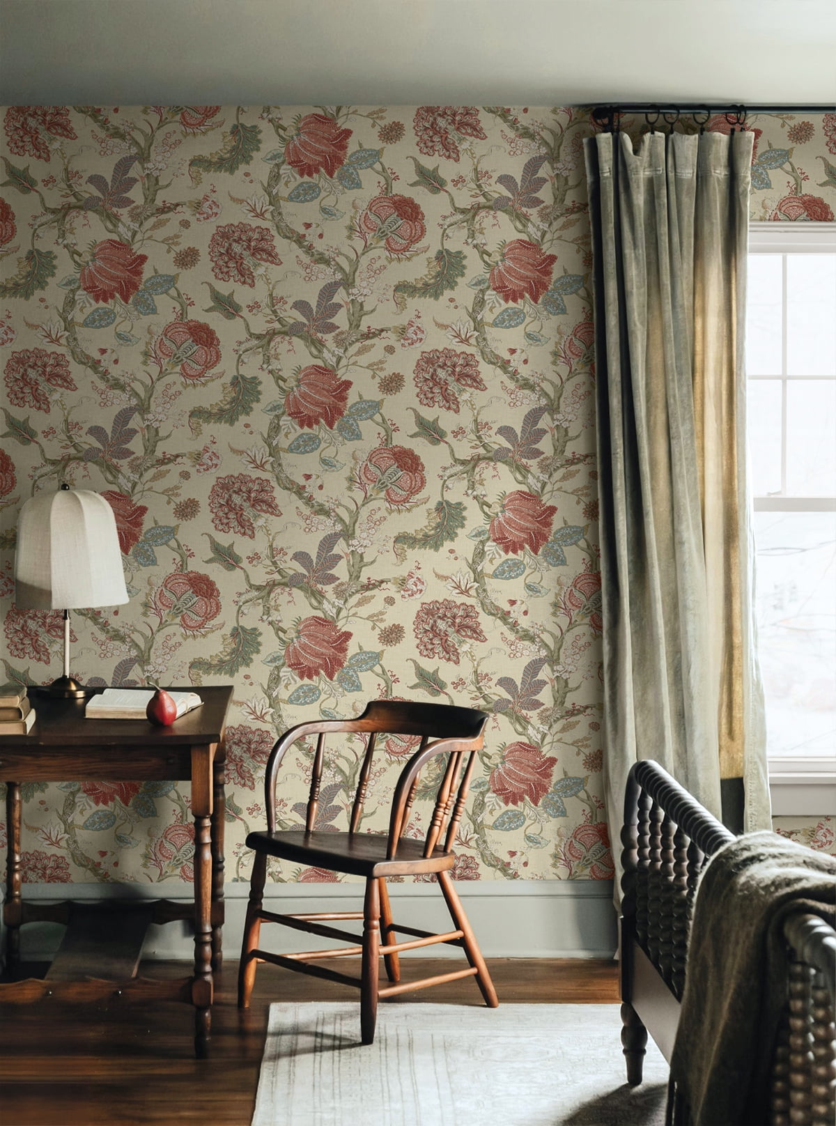 Harry & Grace Pine & Rosewood Jacobean Trail Premium Matte Non-Woven Peel and Stick Wallpaper - 20.5 in. W x 18 ft. L Roll