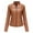 Coffee, variant on Tejiojio Coats Clearance Women's Slim-Fit Leather Stand-Up Collar Zipper Motorcycle Suit Thin Coat Jacket