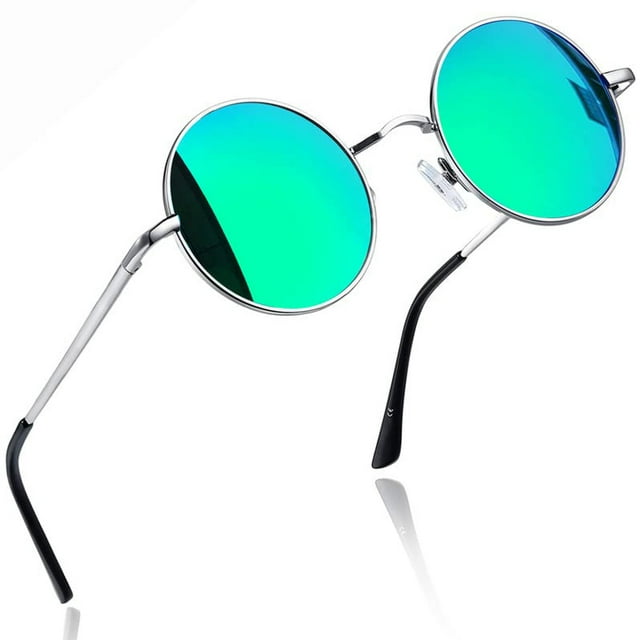 Joopin Gafas de Sol Redondas Polarizadas con Lentes Verdes Espejadas UV400