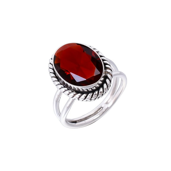 Red Garnet 925 Sterling Silver Ring, Adjustable Ring, Silver Jewelry Ring, Red Ring, Oval Ring, Dainty Ring, Handmade Ring, Gemstone Ring, Gift For He