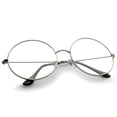 thumbnail image 4 of Classic Oversize Slim Metal Frame Clear Flat Lens Round Eyeglasses 56mm (Silver / Clear), 4 of 4
