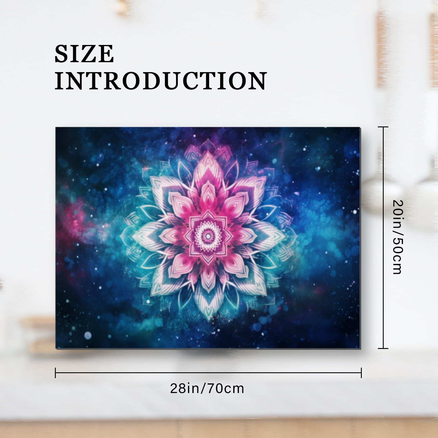 Stove Cover For Gas Stove, Blue and Pink Fantasy Mandala Flower Decorative Glass Induction Cooktop Protector, Square Foldable Multifunctional Protector Mat for Kitchen RV (28×20 Inch)