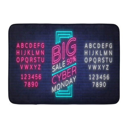 GODPOK Cyber Monday in Fashionable Neon Luminous Signboard Nightly Advertisement of Sales Rebates Editing Text Rug Doormat Bath Mat 23.6x15.7 (Best Cyber Monday Sales Canada)