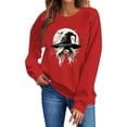thumbnail image 2 of JOANKDMI Women Fall Graphic Sweatshirt Witch Print Crewneck Long Sleeve Drop Shoulder Oversized Pullover Casual Vintage Halloween Trendy Clothes, 2 of 4
