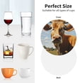 thumbnail image 6 of Lsque Daisy Flower Field Cow Pattern 4" Drink Coasters Set of 4, PVC Leather Absorbent Coasters, Table Coaster Set Decorative Coffee Cup Coasters Housewarming Gift -Round Shape, 6 of 6