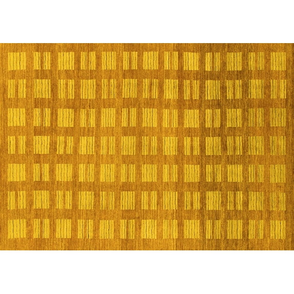Ahgly Company Machine Washable Indoor Rectangle Abstract Yellow Modern Area Rugs, 2' x 3'
