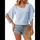 thumbnail image 3 of Blusa Informal Elegante de con Cuello en V para Mujer, 1/2, Verano 2025 Azul L, 3 of 9