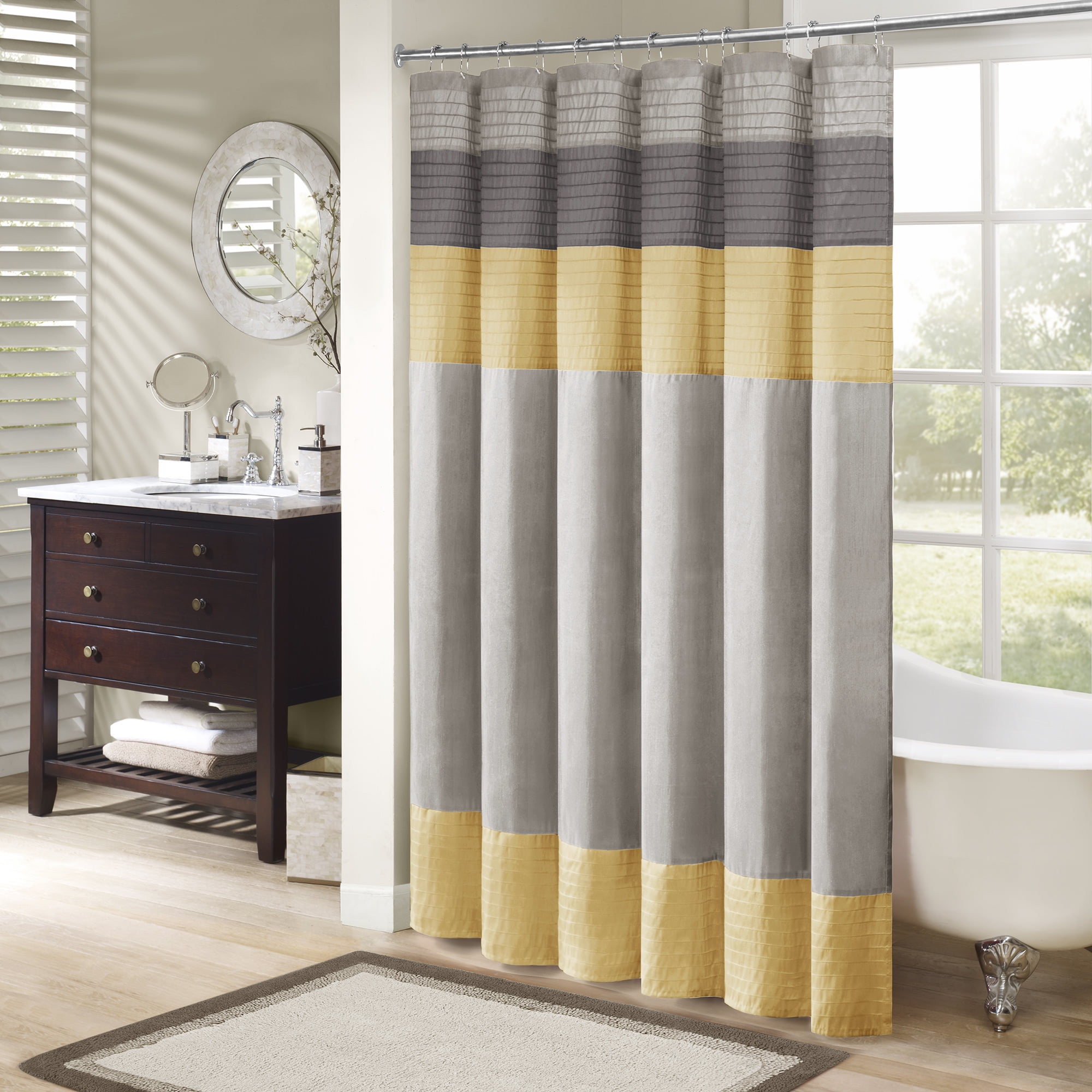 Home Essence Salem Pieced Faux Silk Shower Curtain
