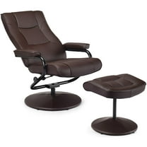 GVN Swivel Lounge Chair Recliner with Ottoman-Brown
