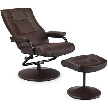 GVN Swivel Lounge Chair Recliner with Ottoman-Brown