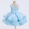 thumbnail image 2 of IBTOM CASTLE Toddler Kids Girls Pageant Sequin Flower Dress, Shiny Asymmetric Shoulder Formal Party Tiered Tulle Gowns 2-8T 4-5 Years Blue, 2 of 7