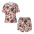 thumbnail image 2 of Yiaed Guitar Skull rock Print Short Sleeve Pajama Sets for Women Casual Crew Neck 2 Piece Lounge Sets Women's Short-Sleeved Pajama-Small, 2 of 5