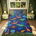 thumbnail image 3 of meiyoeat Jungle T-rex Dinosaur Twin Duvet Cover for Kids Bedding, Tropical Palm Dino Twin Bedding, Navy, Blue Reversible, 2 Pieces, 1 Duvet Cover and 1 Pillowcase, 3 of 6