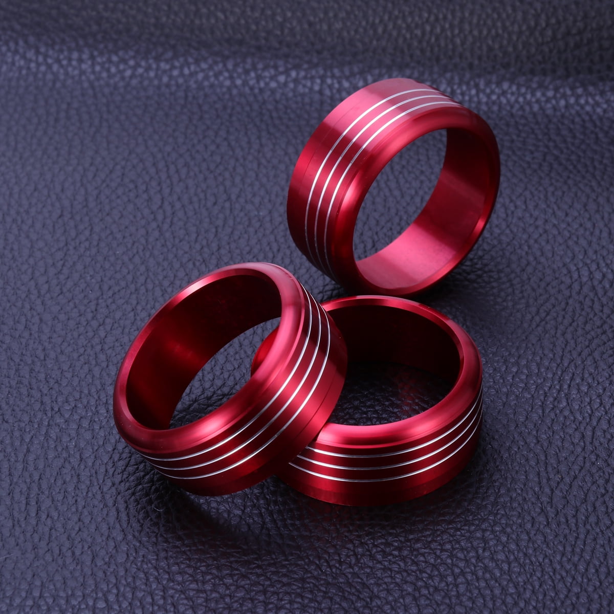 3pcs Aluminum Red AC Climate Control Knob Ring Covers For Subaru Impreza WRX/STi